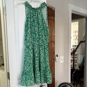 Green Floral Sleeveless Dress